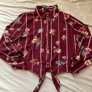 Front tie, button down crop top